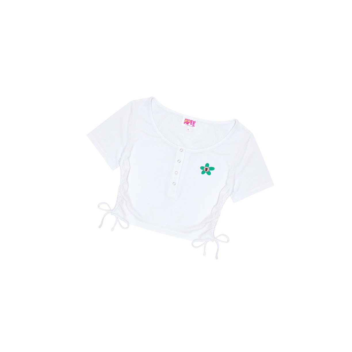 Chemisier A BATHING APE Bape Logo Drawstring Cropped Top Corta Sleeve Blanche Femme France | MAN-51515874