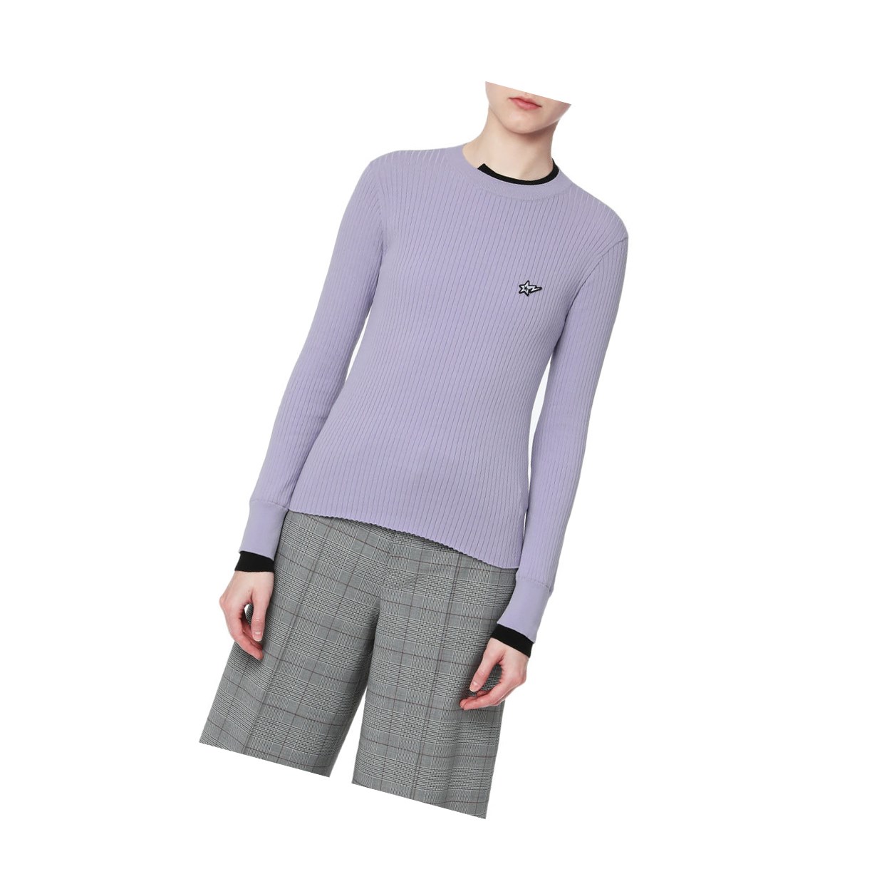 Chemisier A BATHING APE Bape Contrast Ribbed Pull Crew Neck Knitwear Lilac Femme France | XVB-06617762