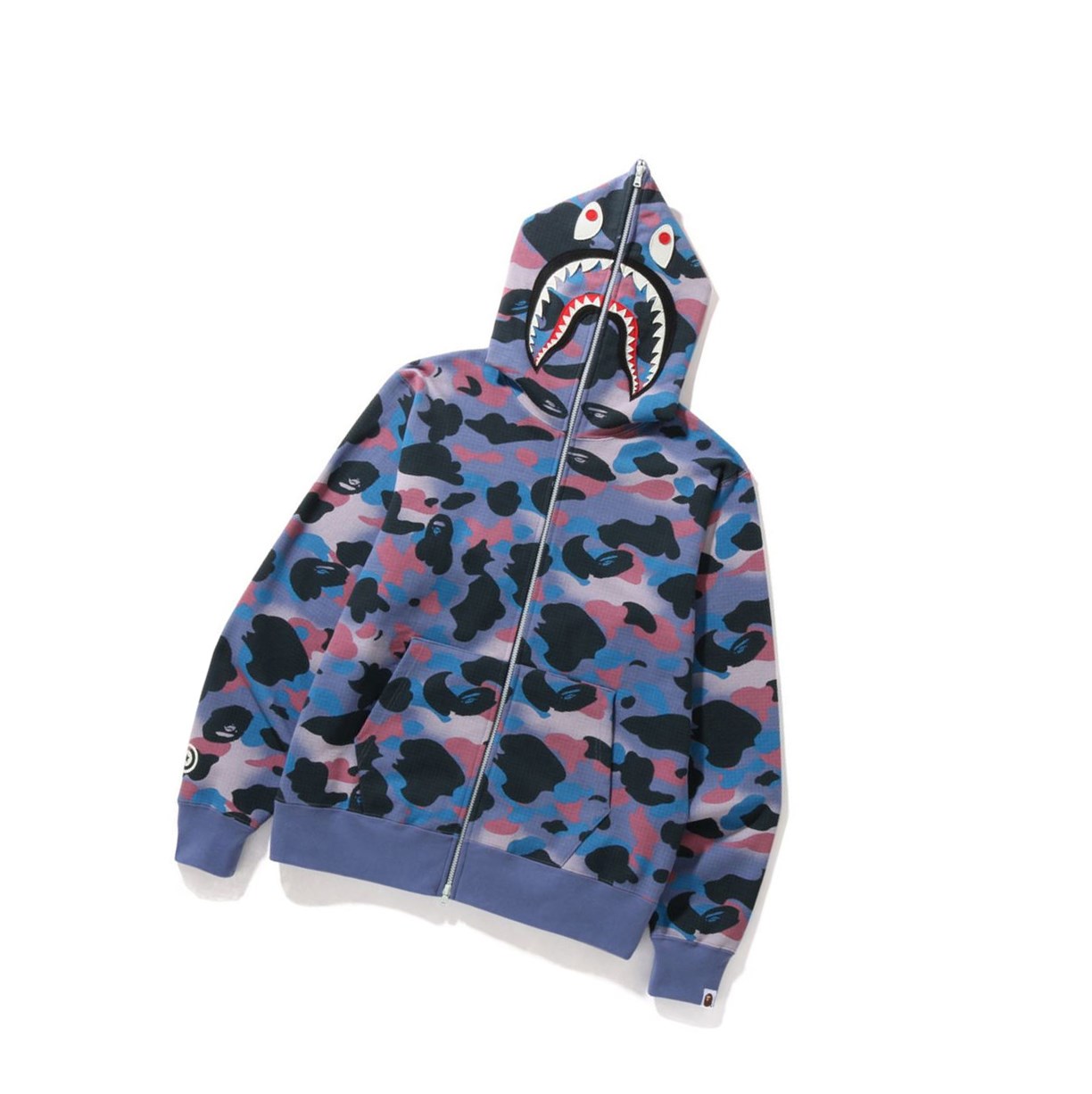 Sweat à Capuche A BATHING APE Bape Grid Camo Shark Full Zip Throughs Violette Homme France | PMU-78161623