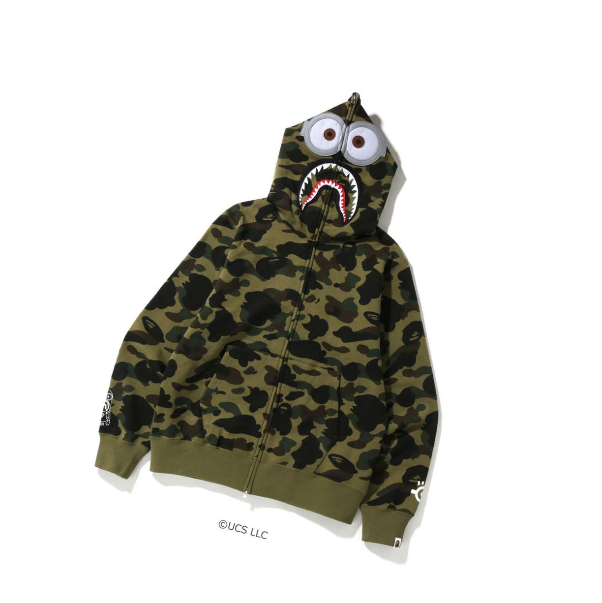 Sweat à Capuche A BATHING APE Bape X Minions 1st Camo Minions Shark Full Zip Throughs Vert Homme France | SNN-42616963