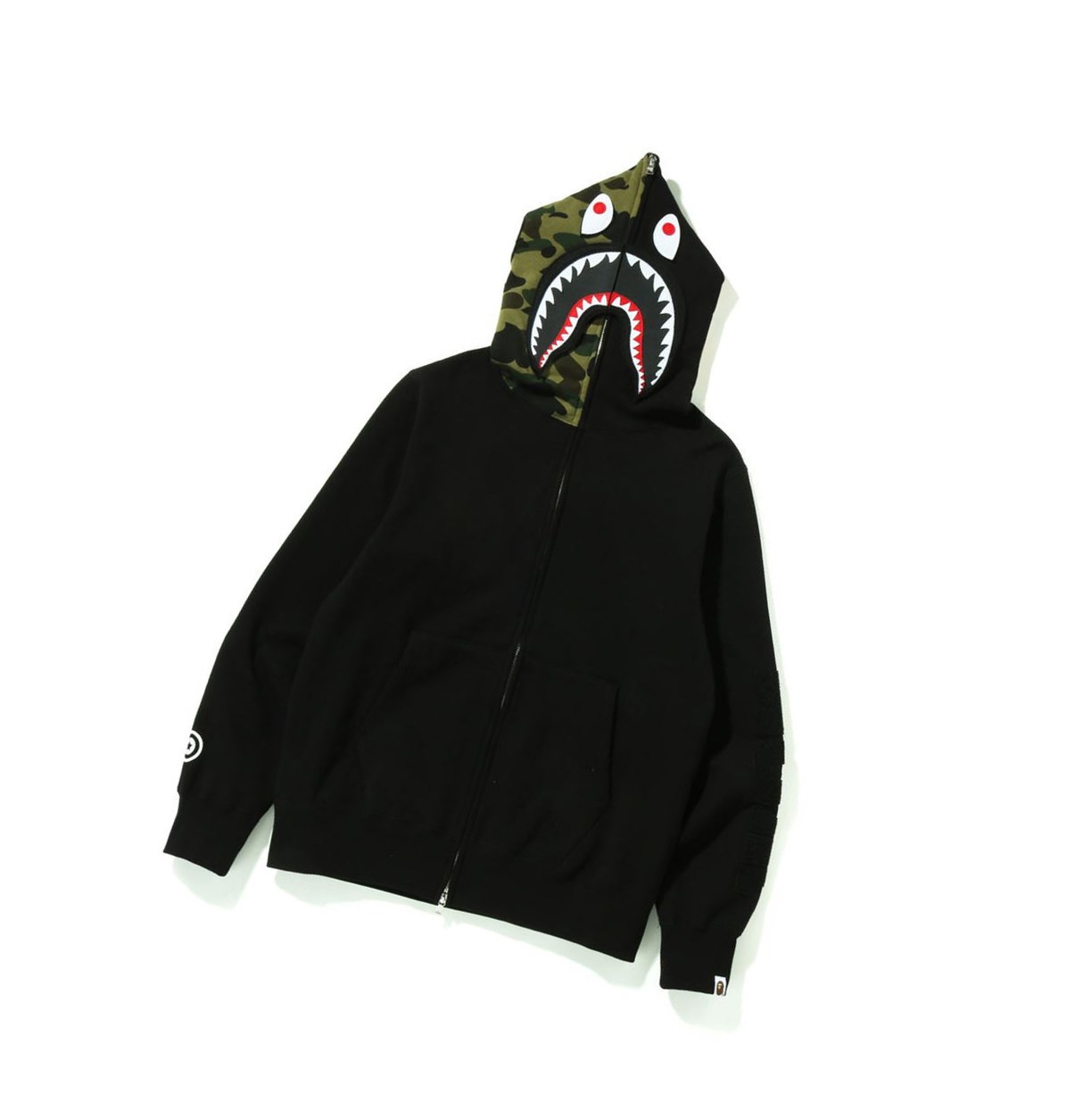 Sweat à Capuche A BATHING APE Bape Detachable Shark Full Zip Throughs Noir Homme France | BWX-71978863