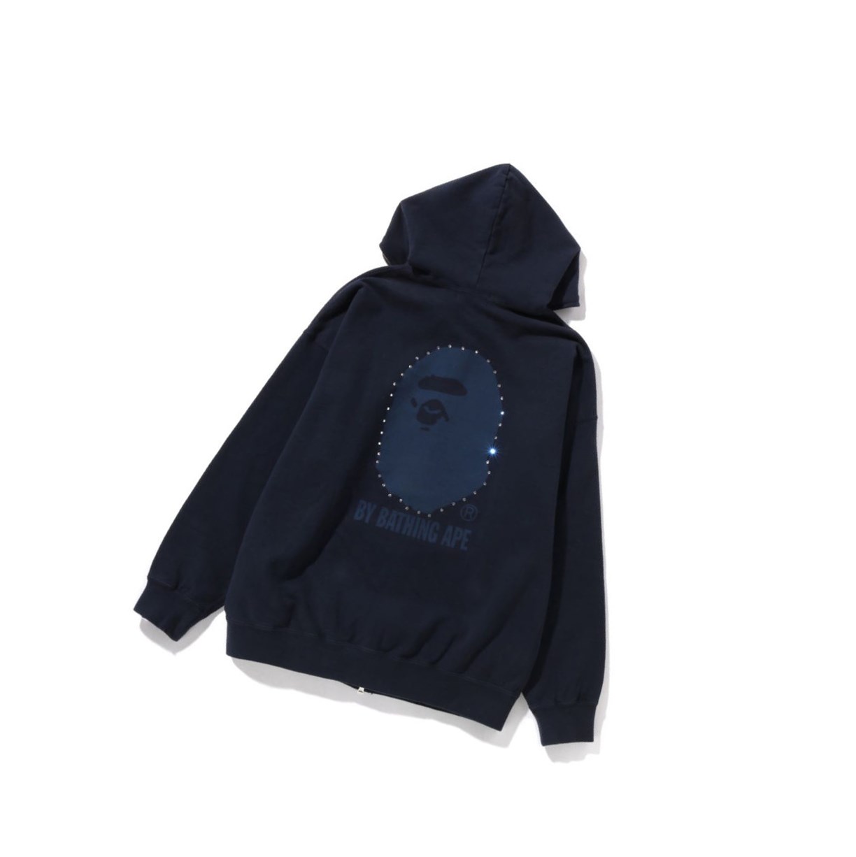 Sweat à Capuche A BATHING APE Bape Crystal By Bathing Overdyed Oversized Full Zip Bleu Marine Bleu Femme France | BTW-12349836