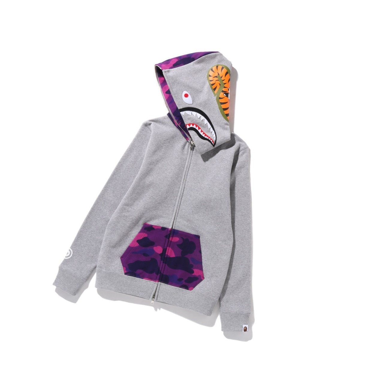 Sweat à Capuche A BATHING APE Bape Color Camo Shark Full Zip Throughs Grise Femme France | CFK-01545527