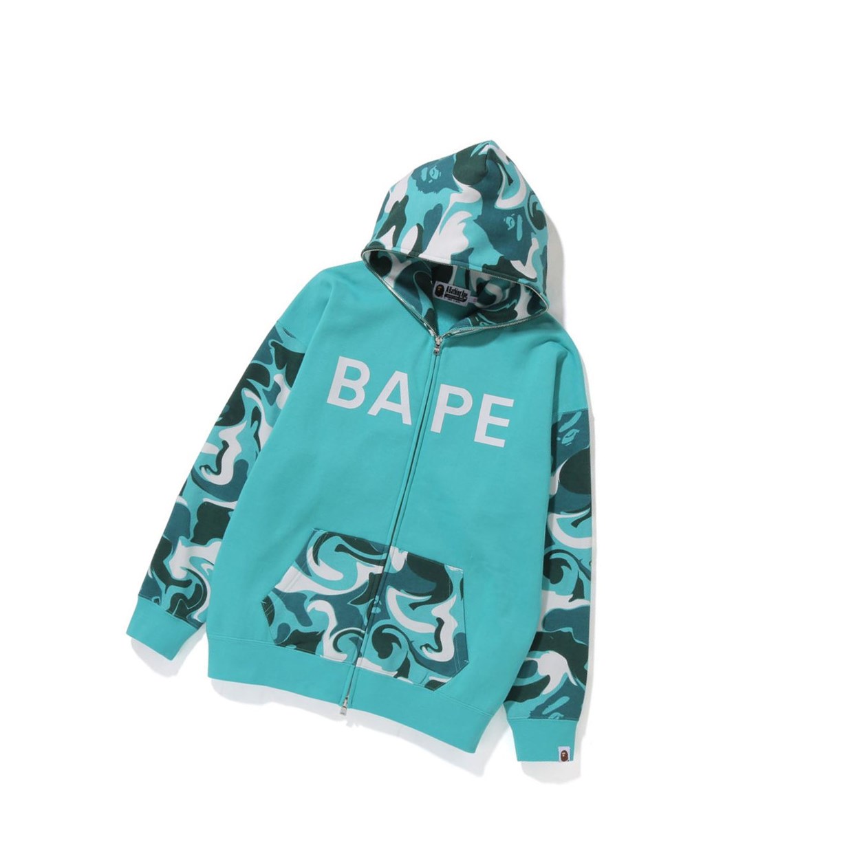 Sweat à Capuche A BATHING APE Bape Marble Camo Oversized Full Zip Throughs Menthe Femme France | YWX-06160101