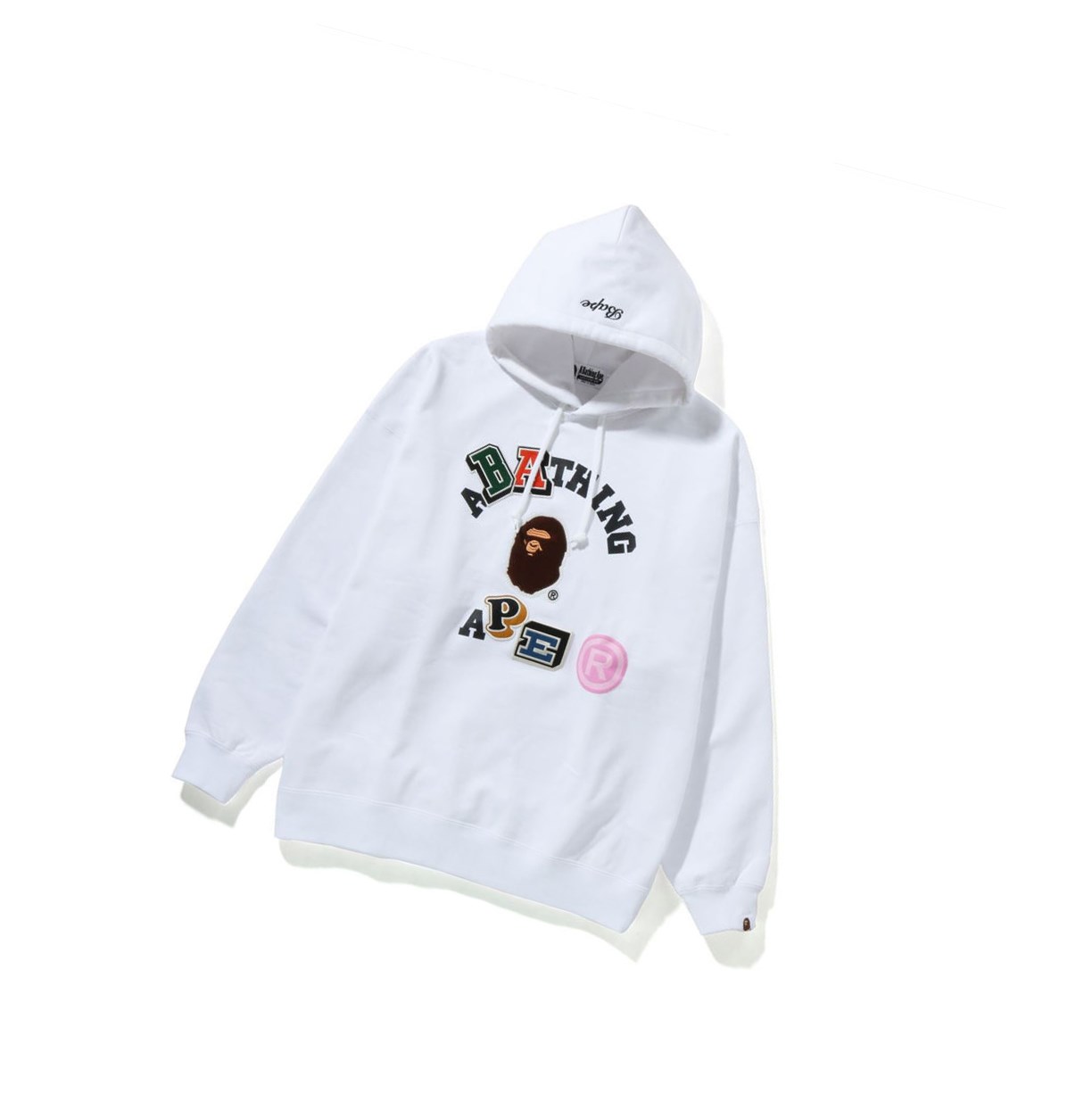 Sweat à Capuche A BATHING APE Bape Multi Fonts College Oversized Blanche Femme France | PJE-91630466