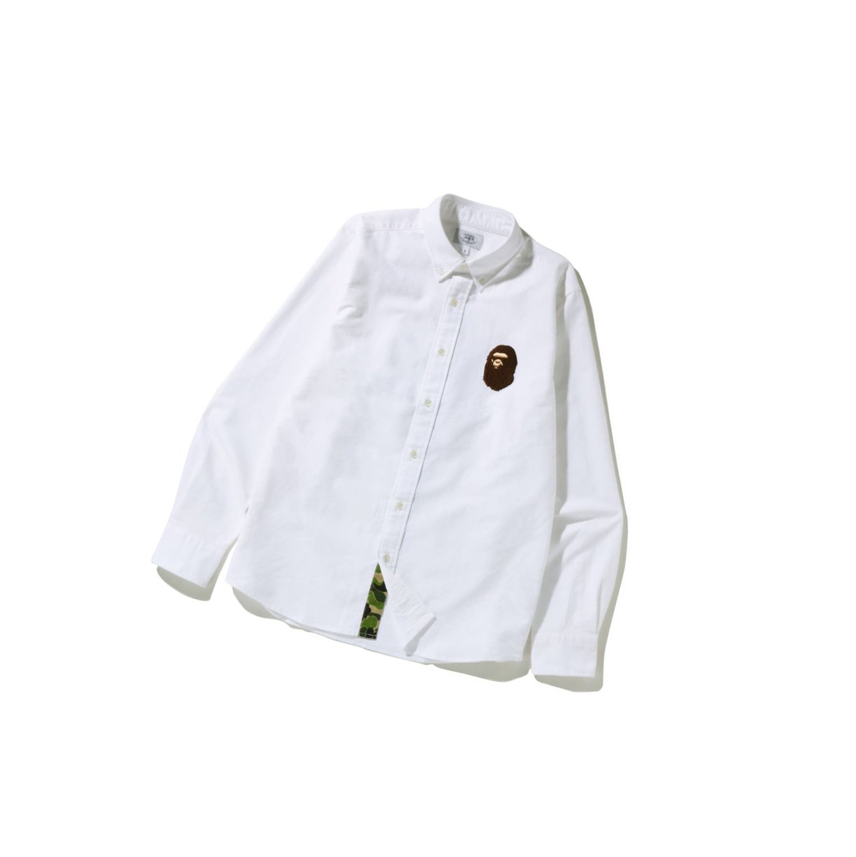 Chemises A BATHING APE Bape Large Ape Head Oxford Bd Long Sleeve Blanche Homme France | KVG-22950303