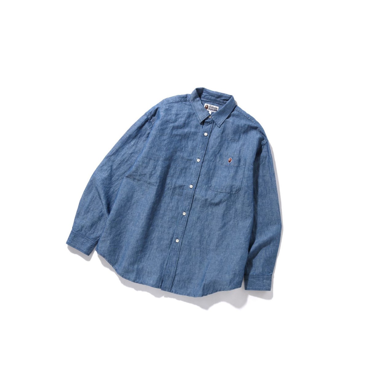 Chemises A BATHING APE Bape Chambray Loose Fit Long Sleeve Bleu Homme France | BDO-77469190