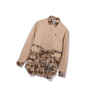 Chemises A BATHING APE Bape Sand Camo A Bathing Ape Oversized Long Sleeve Beige Femme France | JHW-40448720