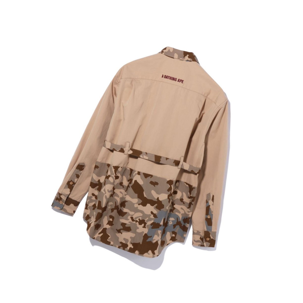 Chemises A BATHING APE Bape Sand Camo A Bathing Ape Oversized Long Sleeve Beige Femme France | JHW-40448720