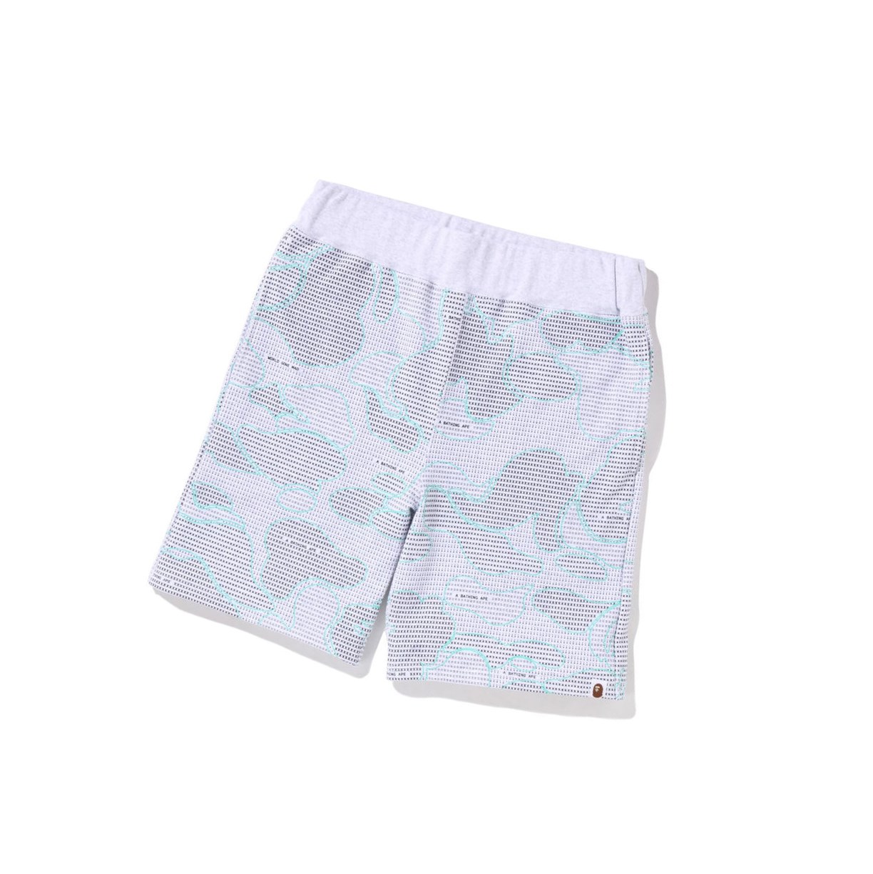 Shorts A BATHING APE Bape Text Code Camo Sweat Corta Grise Homme France | MKZ-19909536