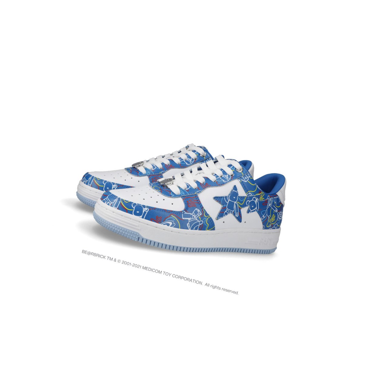 Baskets A BATHING APE Bape Sta X Medicom Toy Be@r Camo M1 Low Bleu Clair Homme France | CKS-49386108