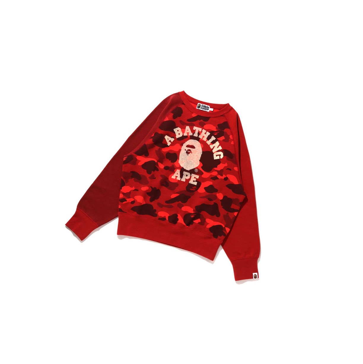 Sweats A BATHING APE Bape College Crazy Color Camo Raglan Crewneck Rouge Femme France | ZZV-11258168