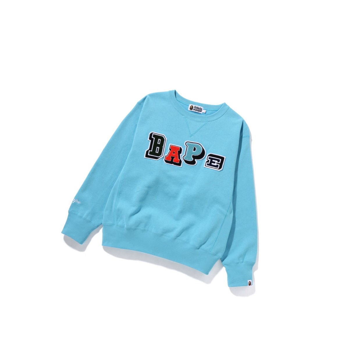 Sweats A BATHING APE Bape Multi Fonts Larges Crewneck Bleu Clair Femme France | DEN-70095260