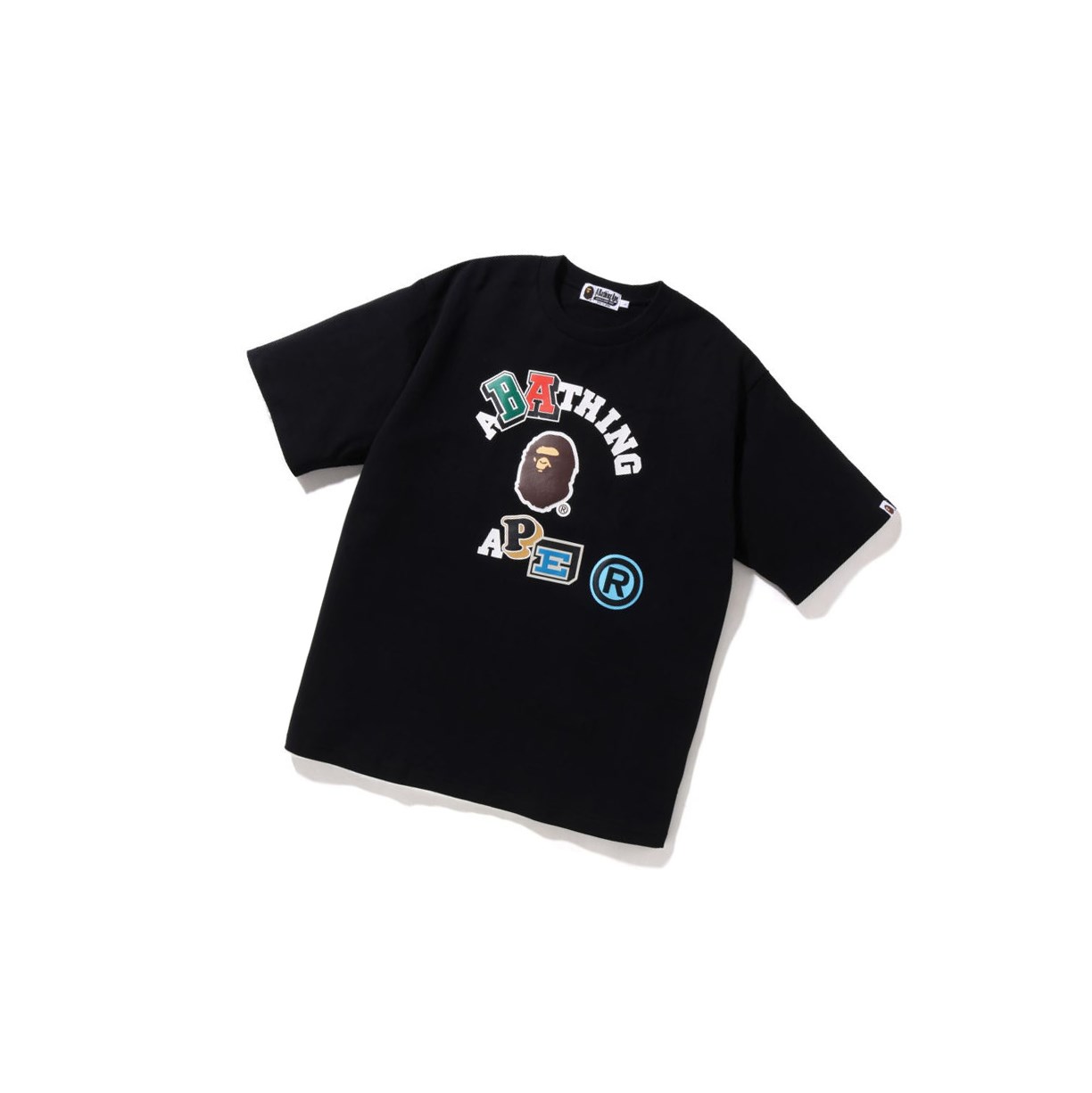 T Chemises A BATHING APE Bape Multi Fonts Relaxed Fit College Tee Corta Sleeve Noir Homme France | MHA-76807669