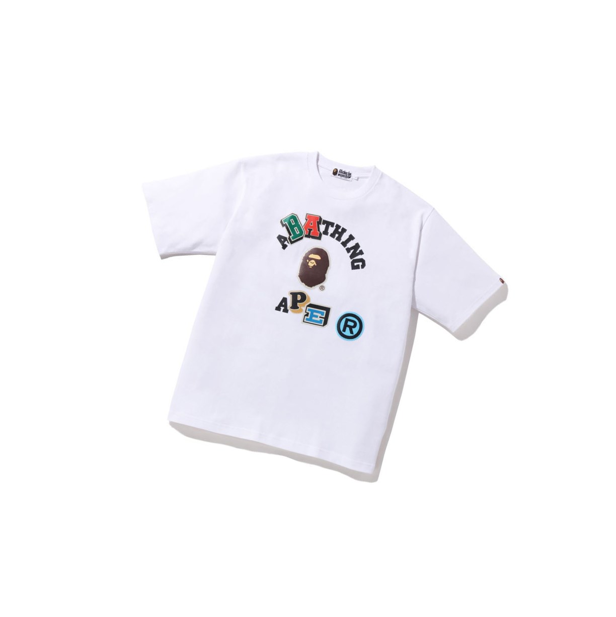 T Chemises A BATHING APE Bape Multi Fonts Relaxed Fit College Tee Corta Sleeve Blanche Homme France | DDU-73480106