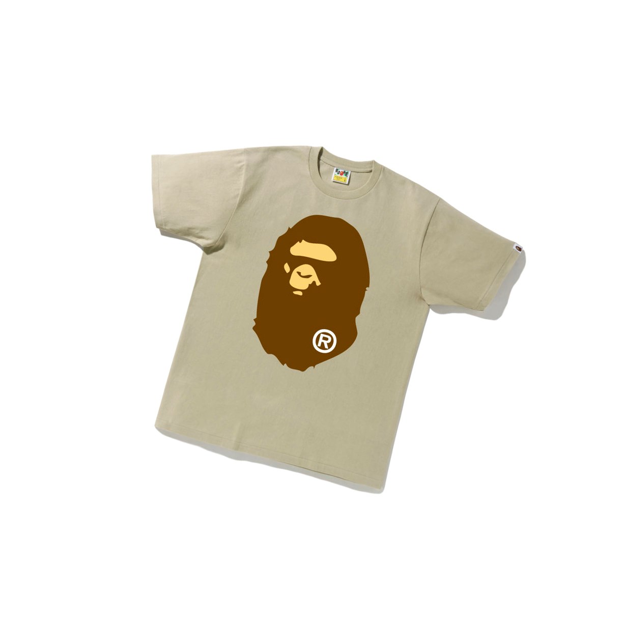 T Chemises A BATHING APE Bape Big Ape Head Tee Corta Sleeve Beige Homme France | CXY-98246648