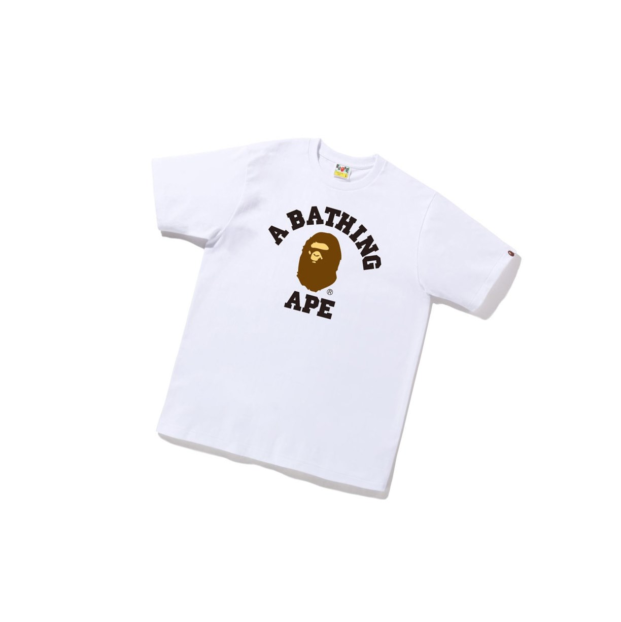 T Chemises A BATHING APE Bape College Tee Corta Sleeve Blanche Homme France | JSF-76062540