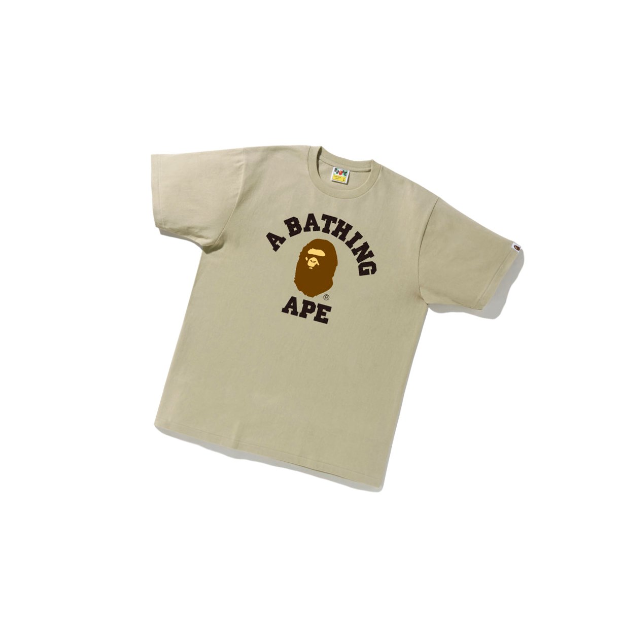 T Chemises A BATHING APE Bape College Tee Corta Sleeve Beige Homme France | ZHP-70993323