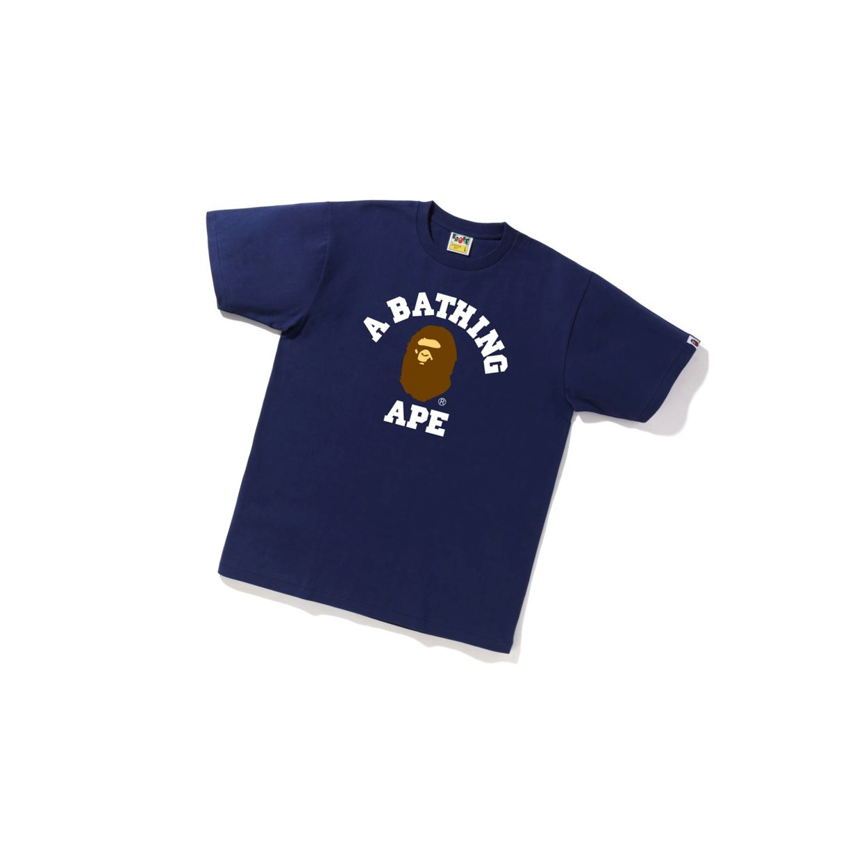 T Chemises A BATHING APE Bape College Tee Corta Sleeve Bleu Marine Bleu Homme France | LUY-96169303