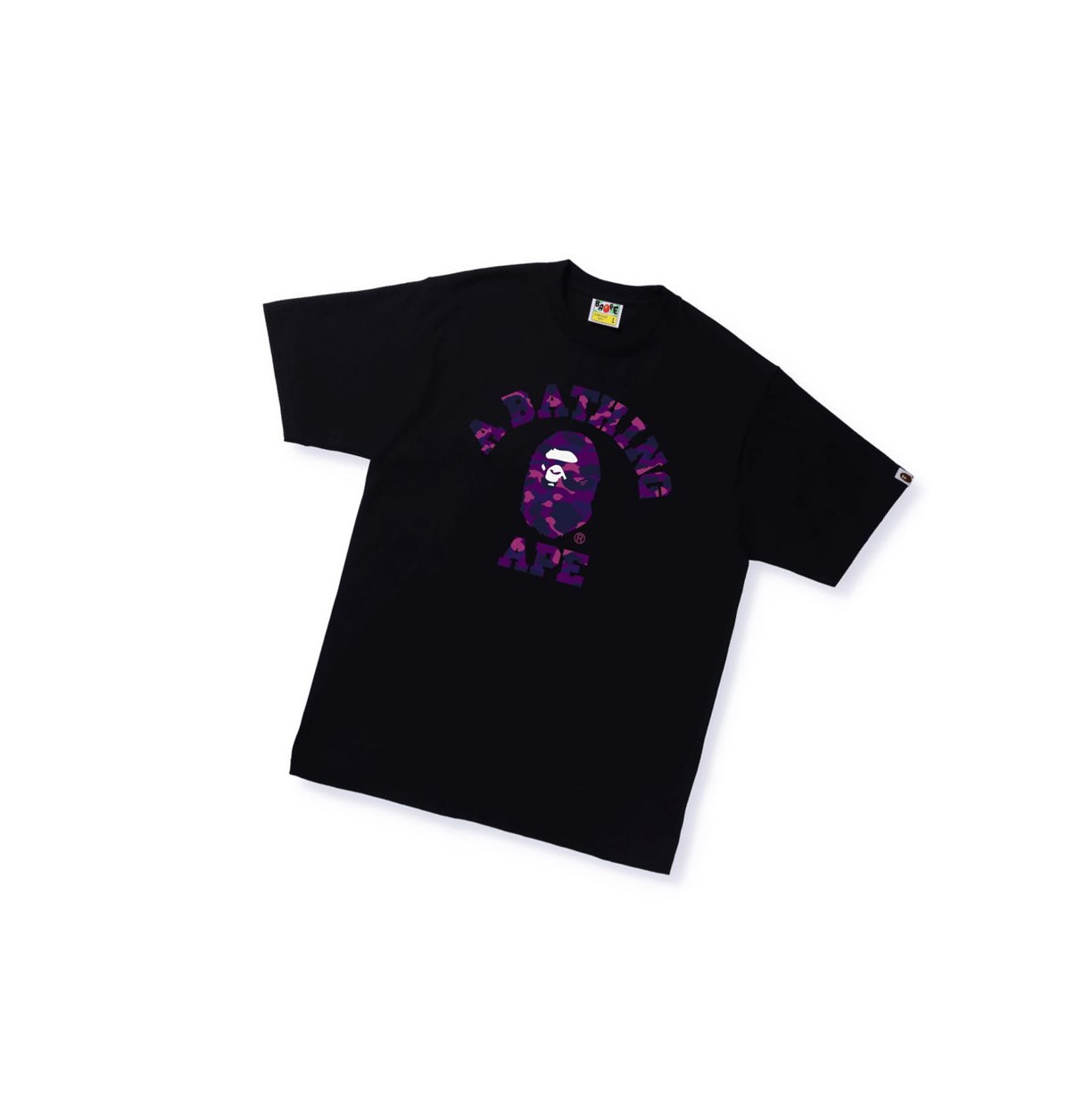 T Chemises A BATHING APE Bape Color Camo A College Tee Corta Sleeve Noir Homme France | JPX-40565577