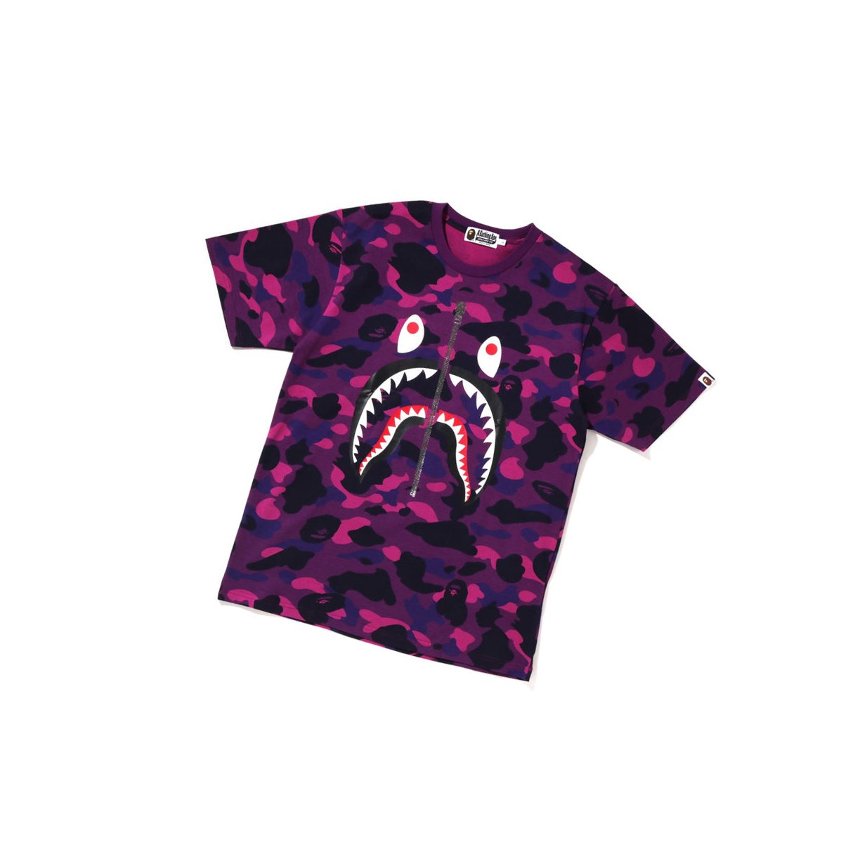 T Chemises A BATHING APE Bape Color Camo Shark Tee Corta Sleeve Violette Homme France | PKQ-23695420