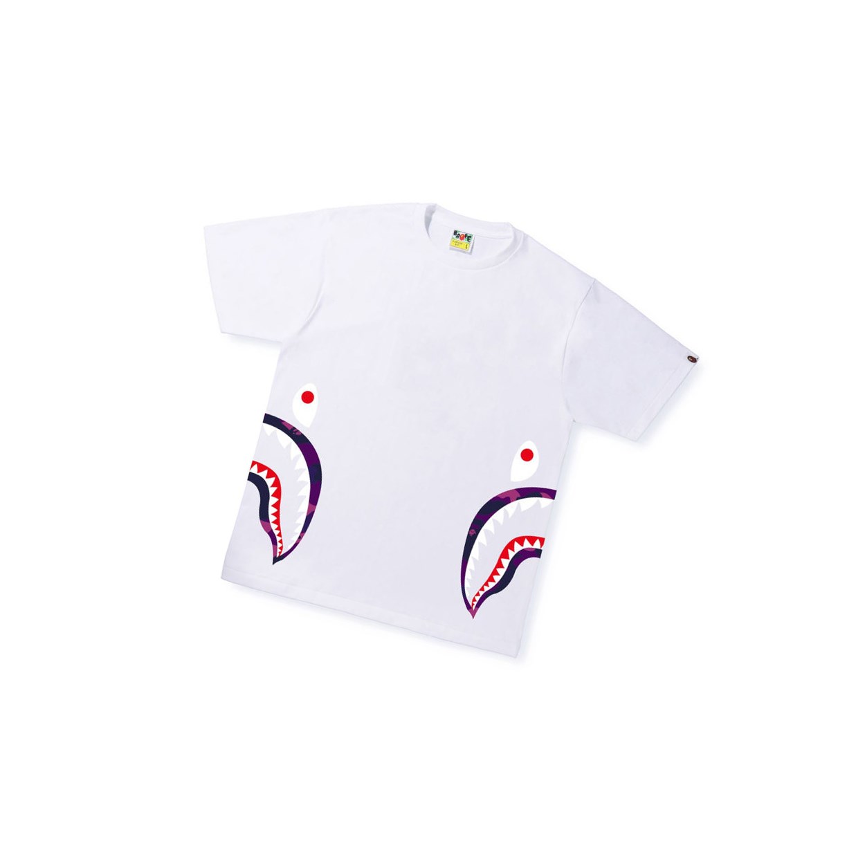 T Chemises A BATHING APE Bape Color Camo C Side Shark Tee Corta Sleeve Blanche Homme France | ZXD-52052861