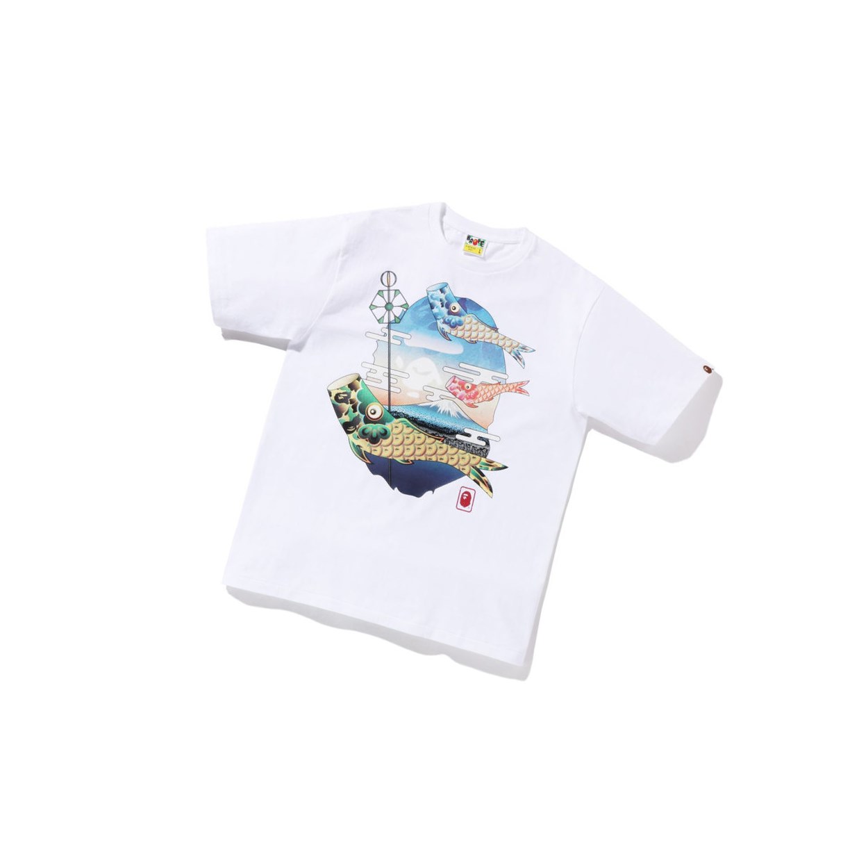 T Chemises A BATHING APE Bape Koinobori Carp Flags Ape Head Tee Corta Sleeve Blanche Homme France | JRJ-89205808