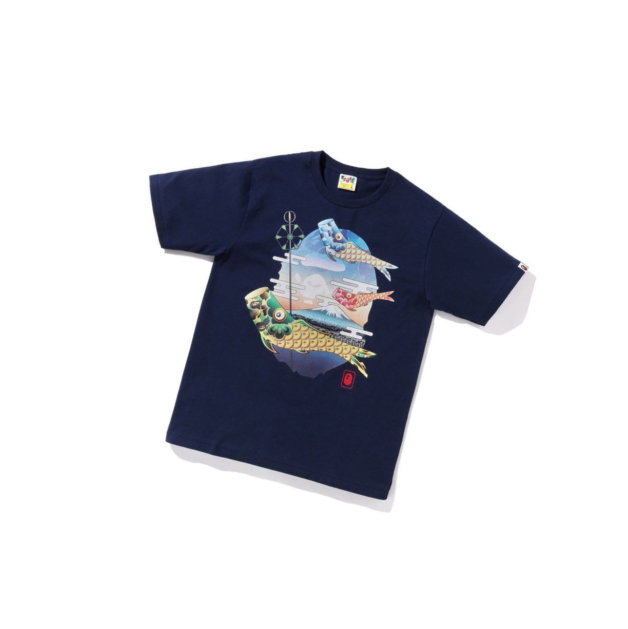 T Chemises A BATHING APE Bape Koinobori Carp Flags Ape Head Tee Corta Sleeve Bleu Marine Bleu Homme France | VAZ-41559067