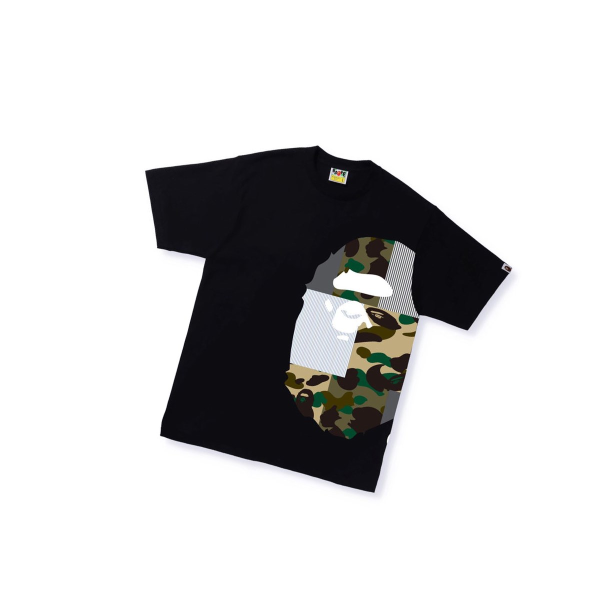 T Chemises A BATHING APE Bape Military Crazy Side Big Ape Head Tee Corta Sleeve Noir Homme France | KFJ-53895850