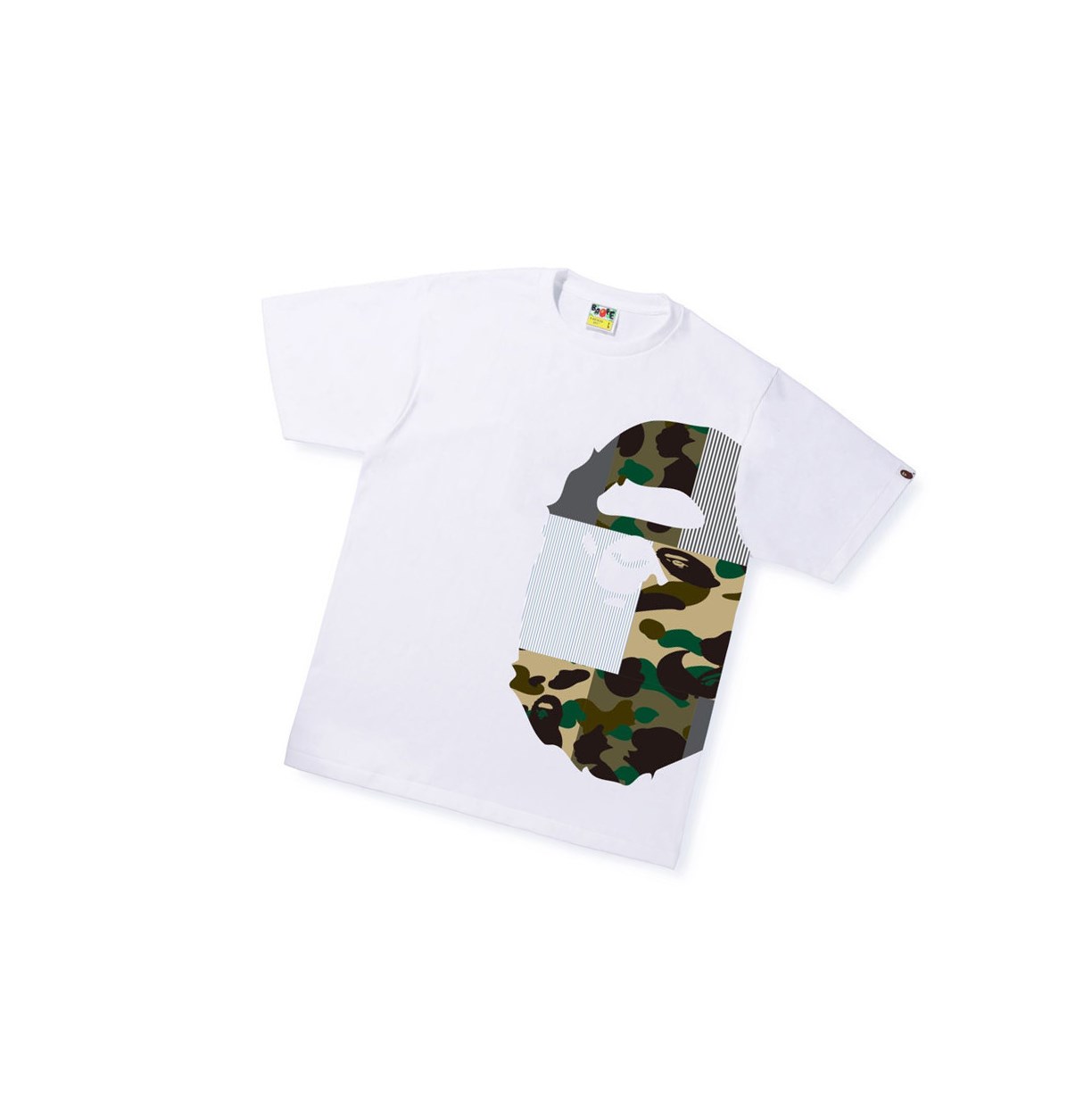 T Chemises A BATHING APE Bape Military Crazy Side Big Ape Head Tee Corta Sleeve Blanche Homme France | IEG-48022551