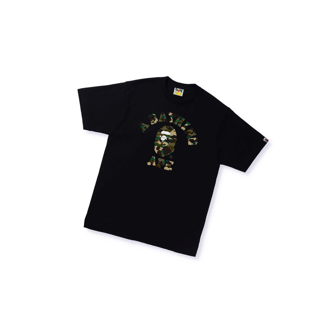 T Chemises A BATHING APE Bape 1st Camo Crazy College Tee Corta Sleeve Noir Homme France | CUX-82171240