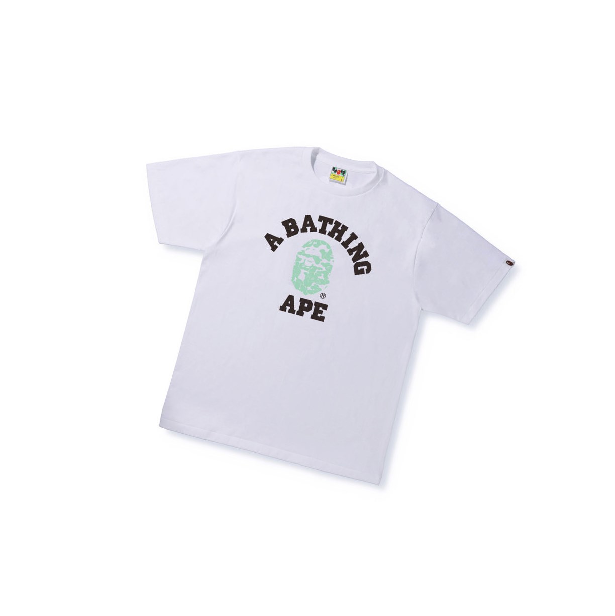 T Chemises A BATHING APE Bape Text Code Camo College Tee Corta Sleeve Blanche Homme France | DZL-61737926