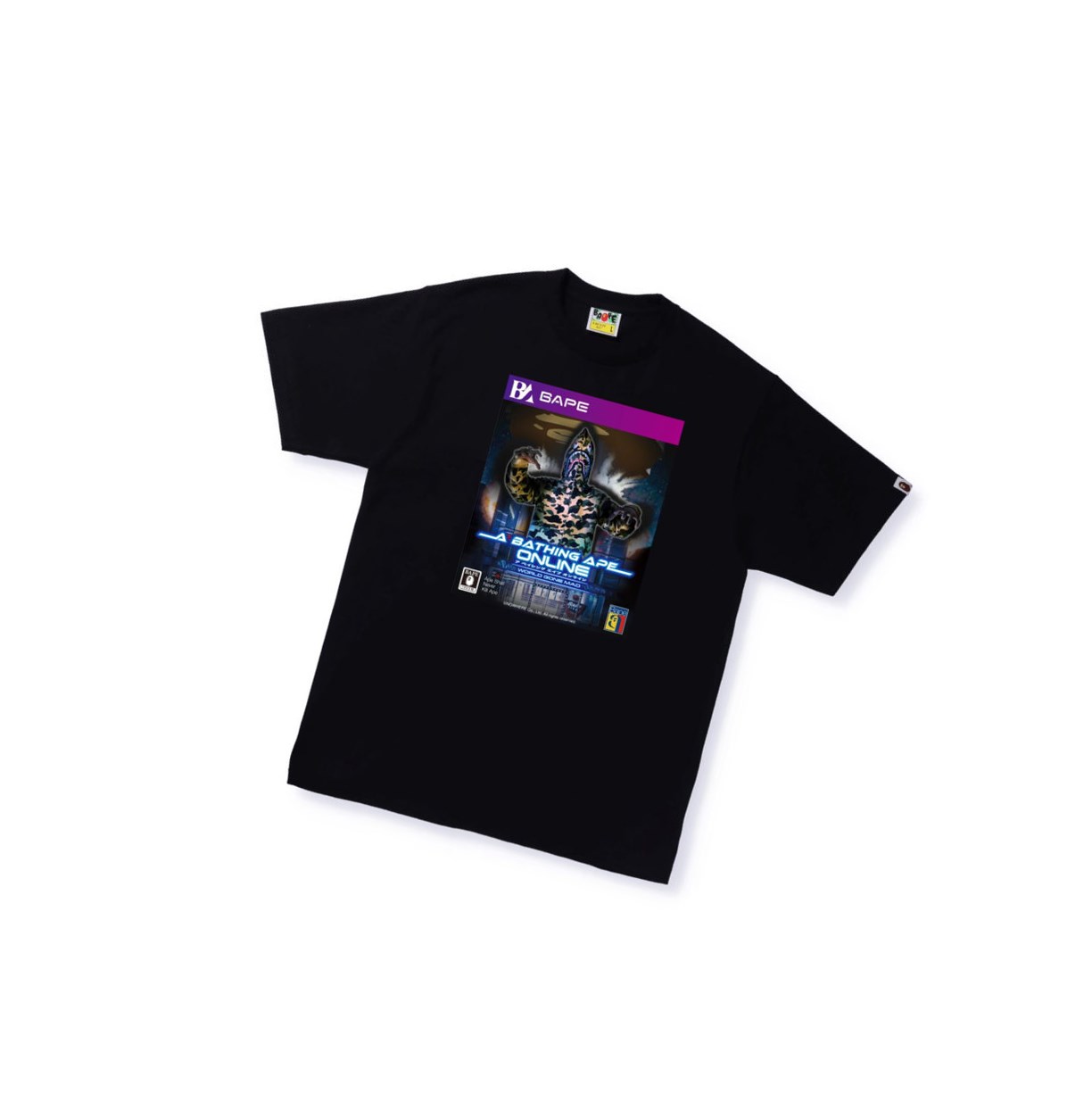 T Chemises A BATHING APE Bape Game Package Tee Corta Sleeve Noir Homme France | DMT-38178951