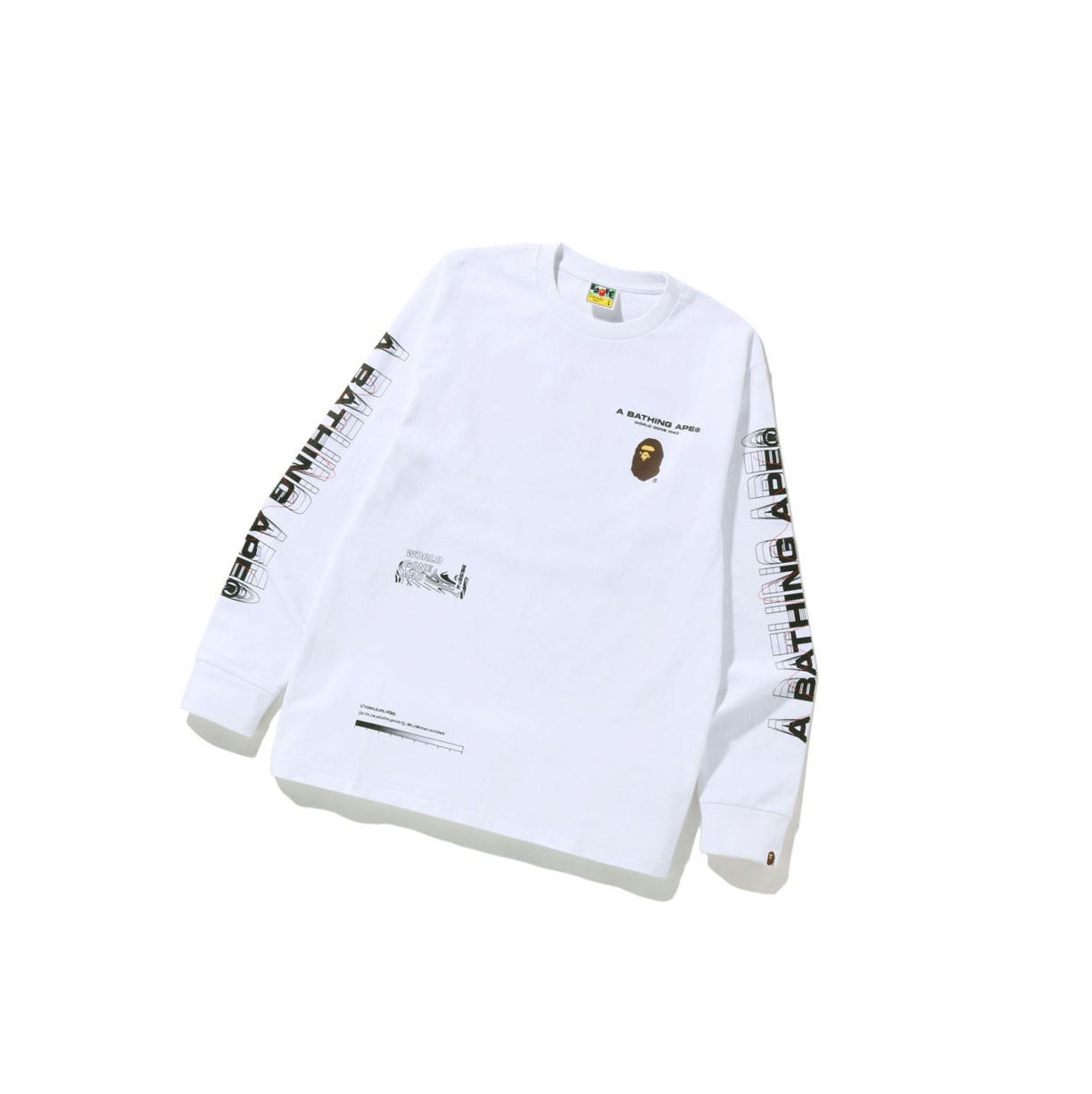 T Chemises A BATHING APE Bape Graphic #2 L/S Tee Long Sleeve Blanche Homme France | TIM-87706894