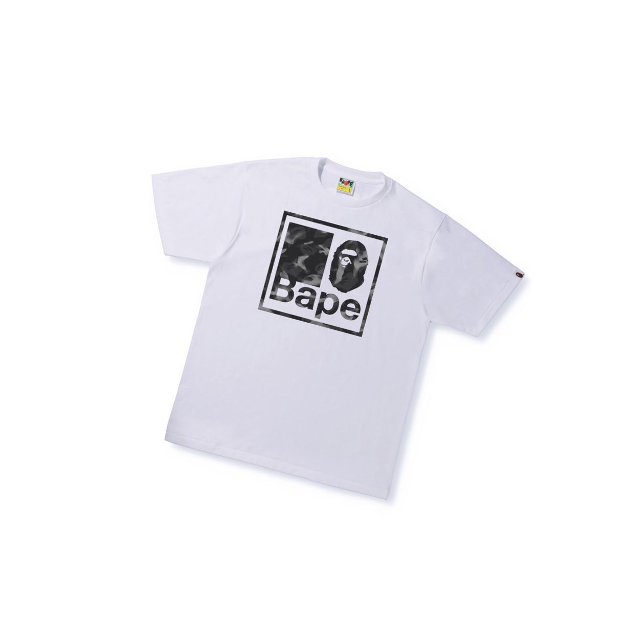 T Chemises A BATHING APE Bape Stroke Camo Bape Quadrangle Tee Corta Sleeve Blanche Homme France | JXO-04249974