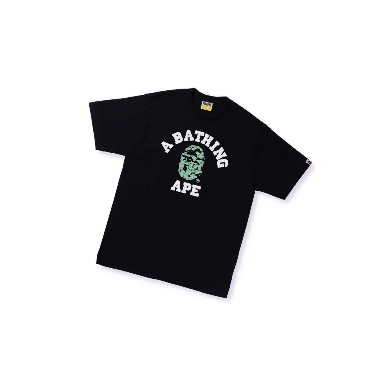 T Chemises A BATHING APE Bape Text Code Camo College Tee Corta Sleeve Noir Homme France | JNL-28741558