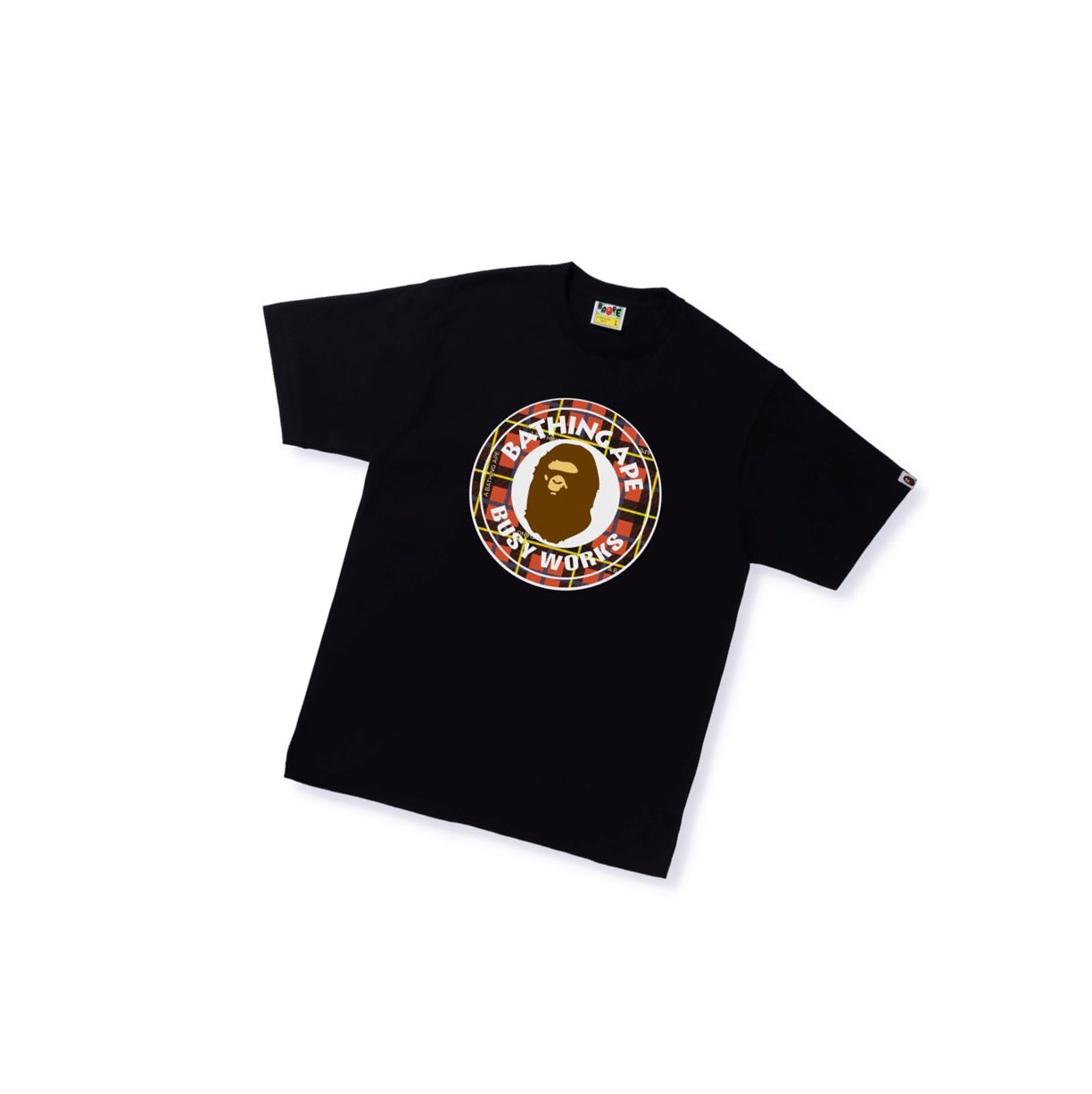 T Chemises A BATHING APE Bape Logo Check Busy Works Tee Corta Sleeve Noir Homme France | GGY-26272402