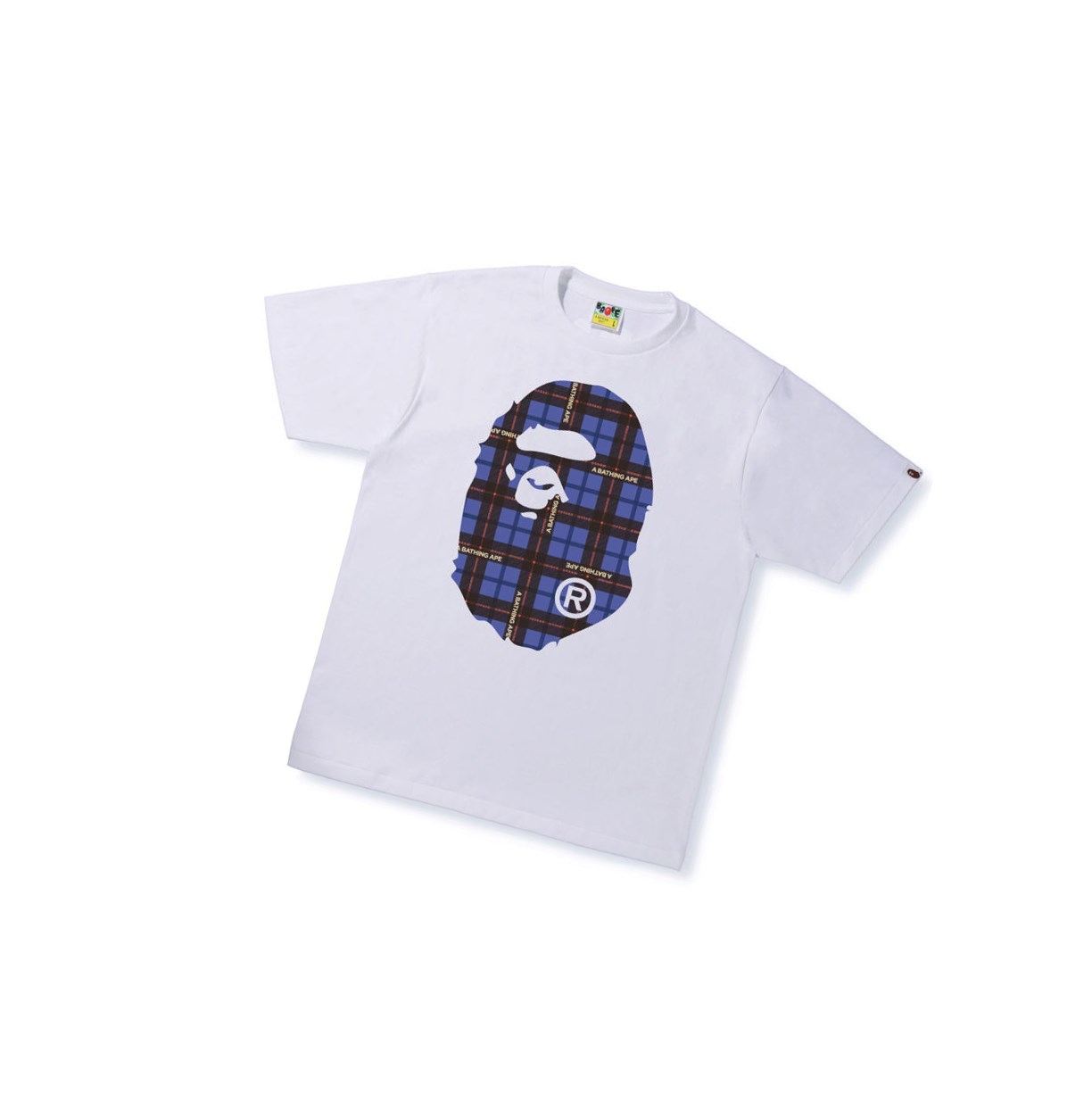 T Chemises A BATHING APE Bape Logo Check Big Ape Head Tee Corta Sleeve Blanche Homme France | GPA-67569476