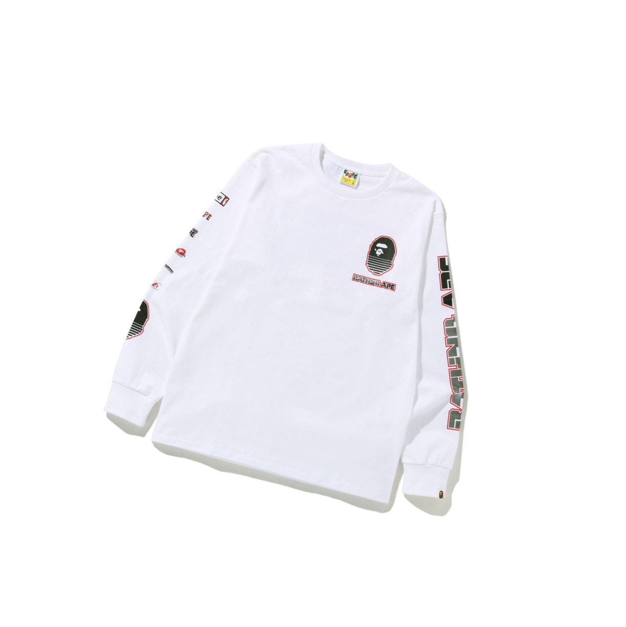 T Chemises A BATHING APE Bape Graphic #1 L/S Tee Long Sleeve Blanche Homme France | DHM-80809230