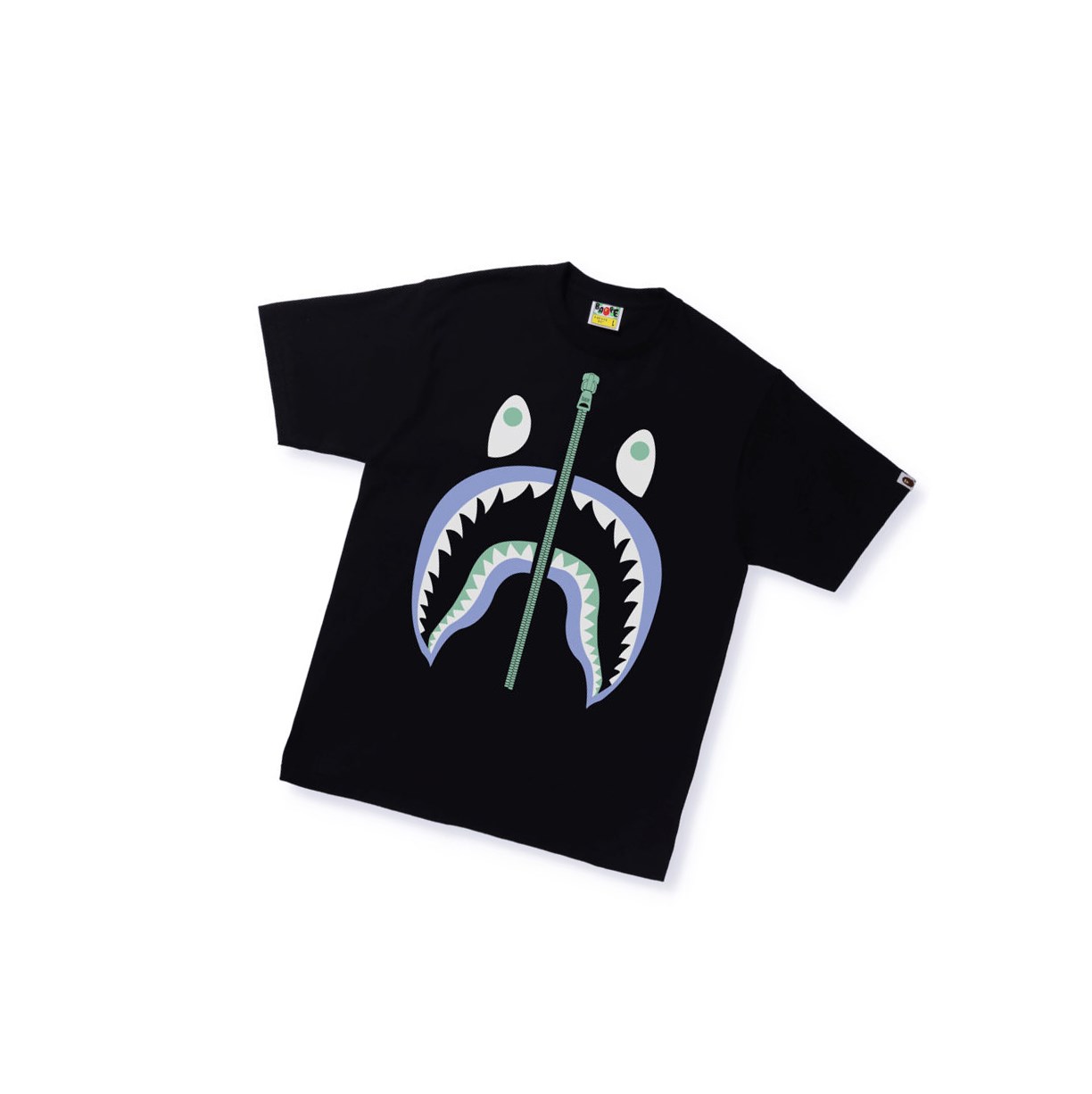 T Chemises A BATHING APE Bape Text Code Camo Shark Tee Corta Sleeve Noir Homme France | TZD-52207859