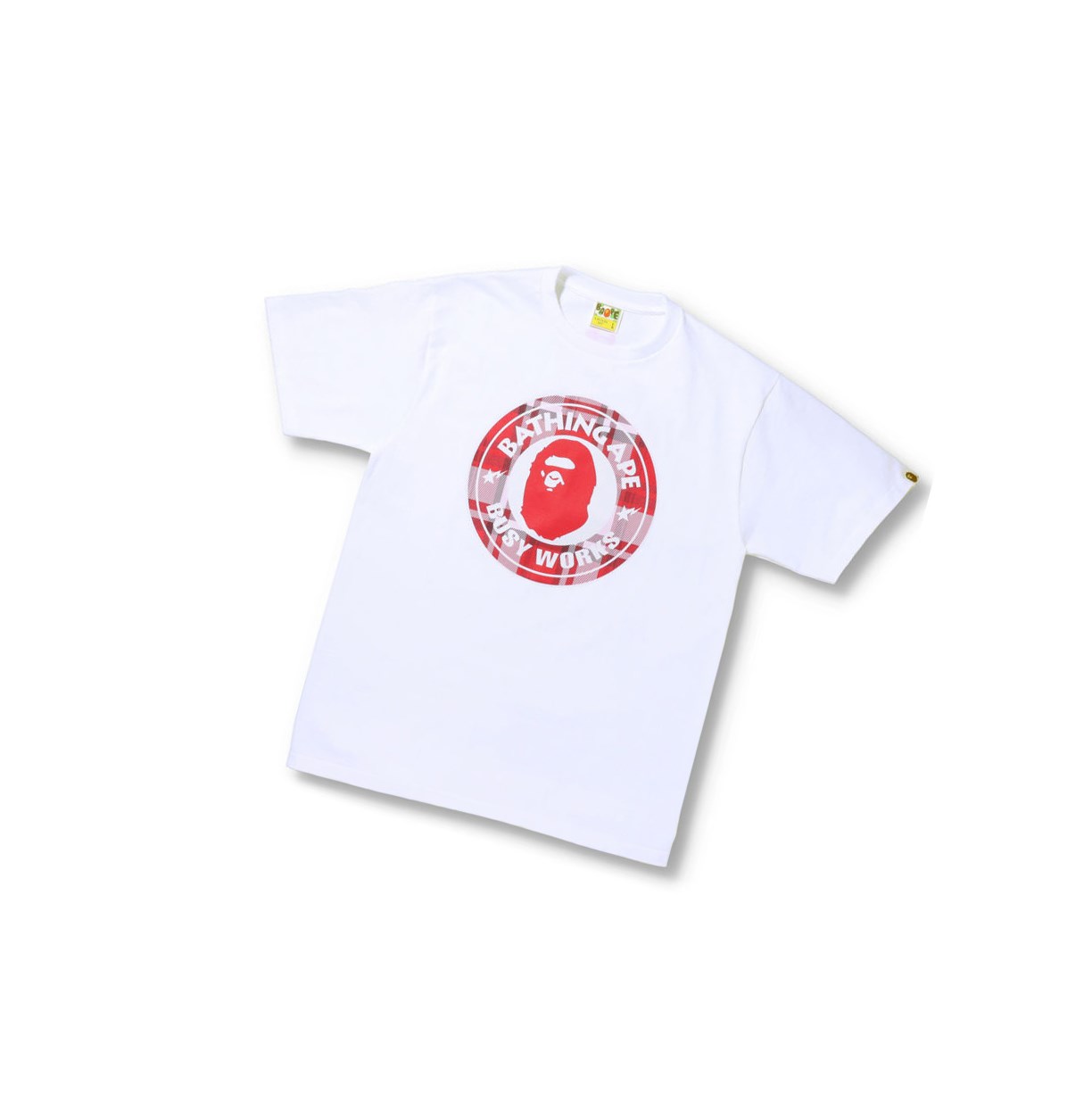 T Chemises A BATHING APE Bape Check Gift Busy Works Tee Corta Sleeve Blanche Homme France | TFB-78464636