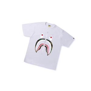 T Chemises A BATHING APE Bape 1st Camo Shark Tee Corta Sleeve Blanche Homme France | PBD-62544337