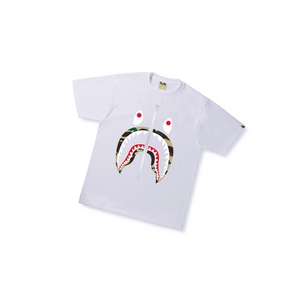 T Chemises A BATHING APE Bape 1st Camo Shark Tee Corta Sleeve Blanche Homme France | CZU-99823089