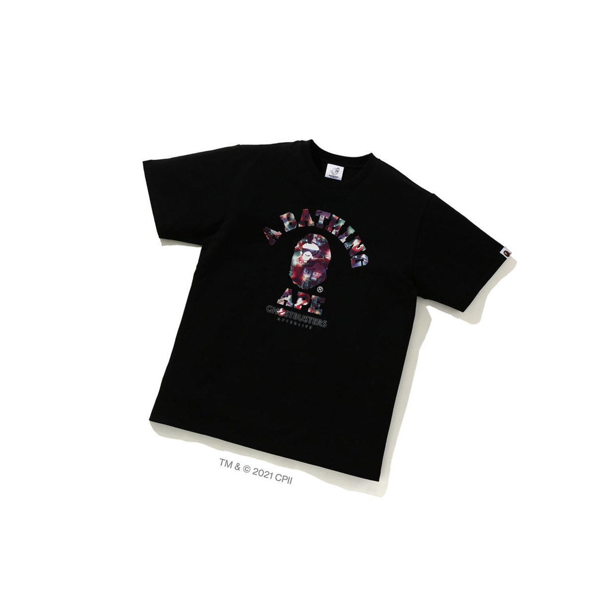 T Chemises A BATHING APE Bape X Ghostbusters Camo College Tee Corta Sleeve Noir Homme France | XSN-01907133