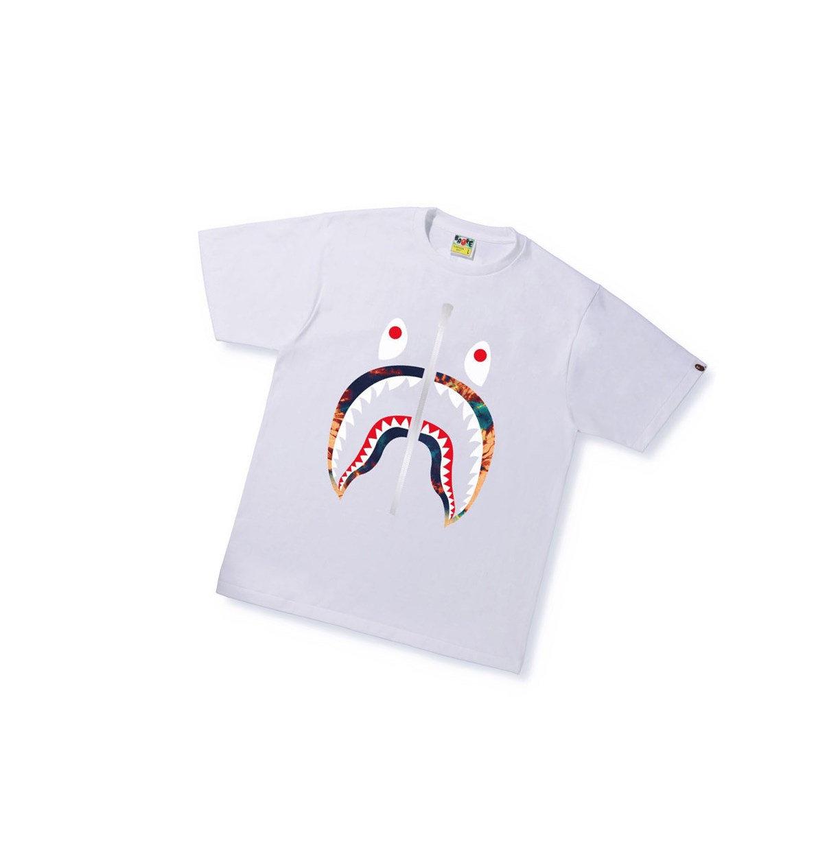 T Chemises A BATHING APE Bape Tie Dye Shark Tee Corta Sleeve Blanche Homme France | JLY-63167534