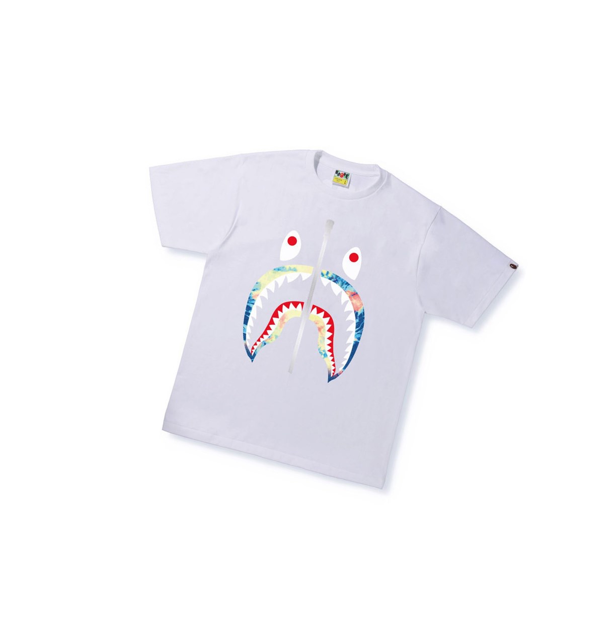 T Chemises A BATHING APE Bape Tie Dye Shark Tee Corta Sleeve Blanche Homme France | CAX-76572608