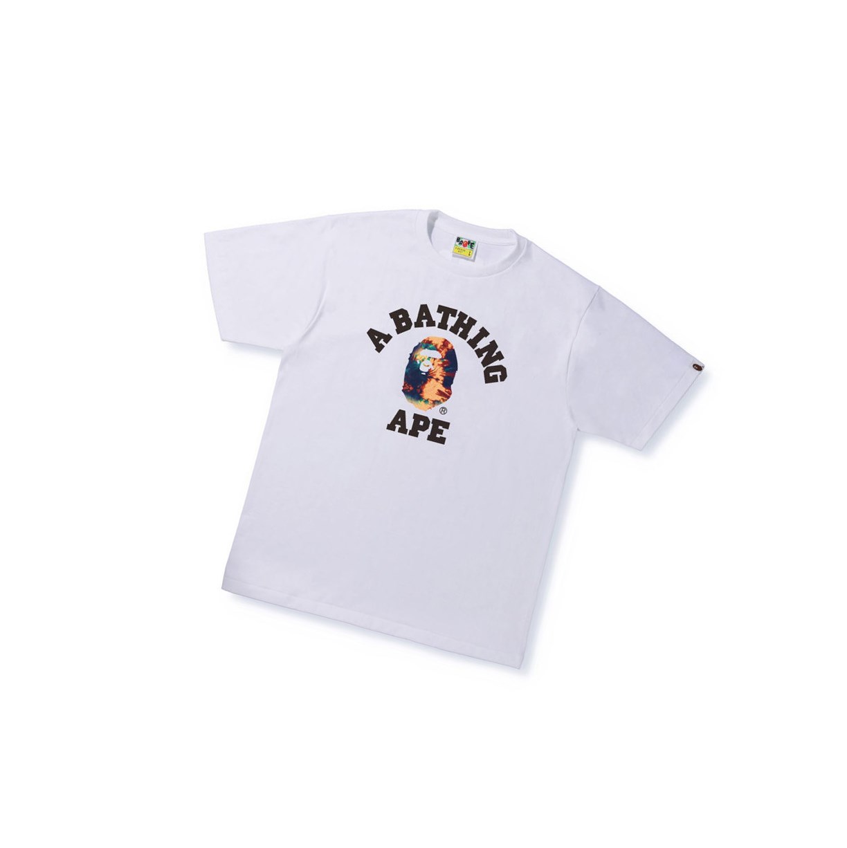 T Chemises A BATHING APE Bape Tie Dye College Tee Corta Sleeve Blanche Homme France | XJX-97382260