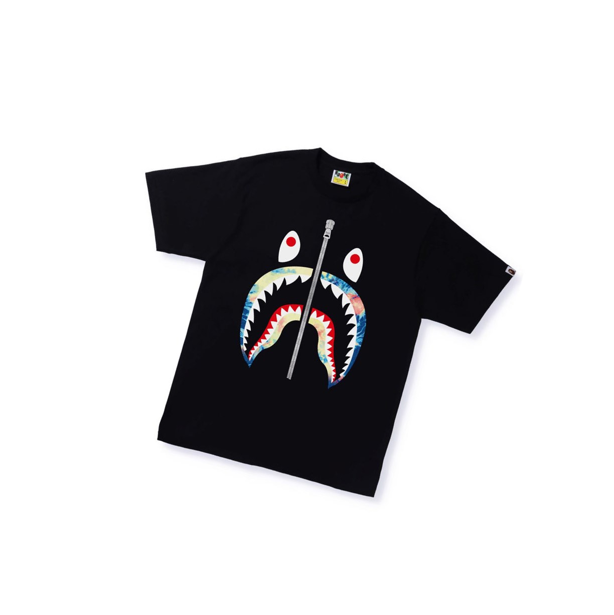 T Chemises A BATHING APE Bape Tie Dye Shark Tee Corta Sleeve Noir Homme France | GPH-34268091