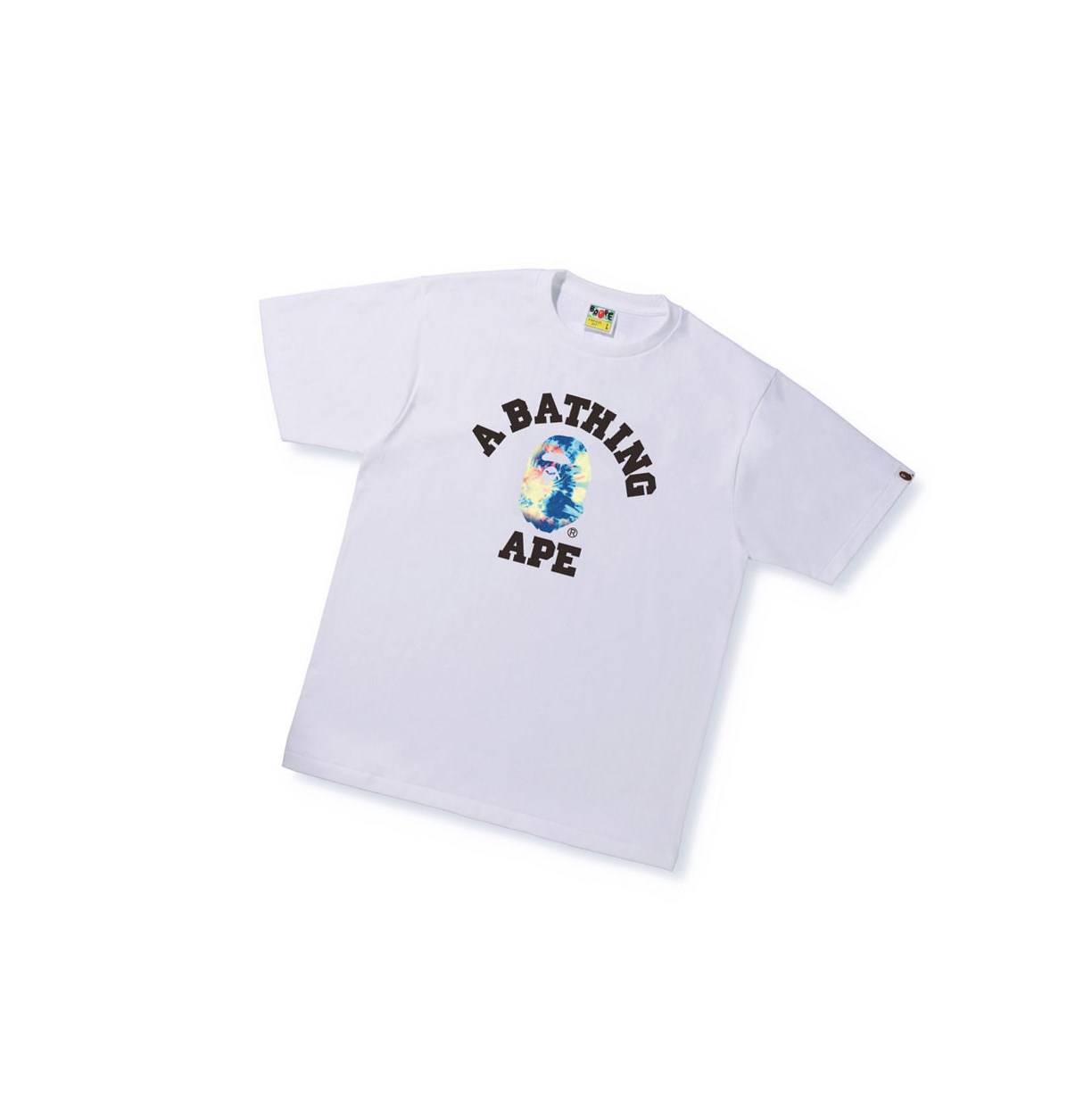 T Chemises A BATHING APE Bape Tie Dye College Tee Corta Sleeve Blanche Homme France | GDN-29556369