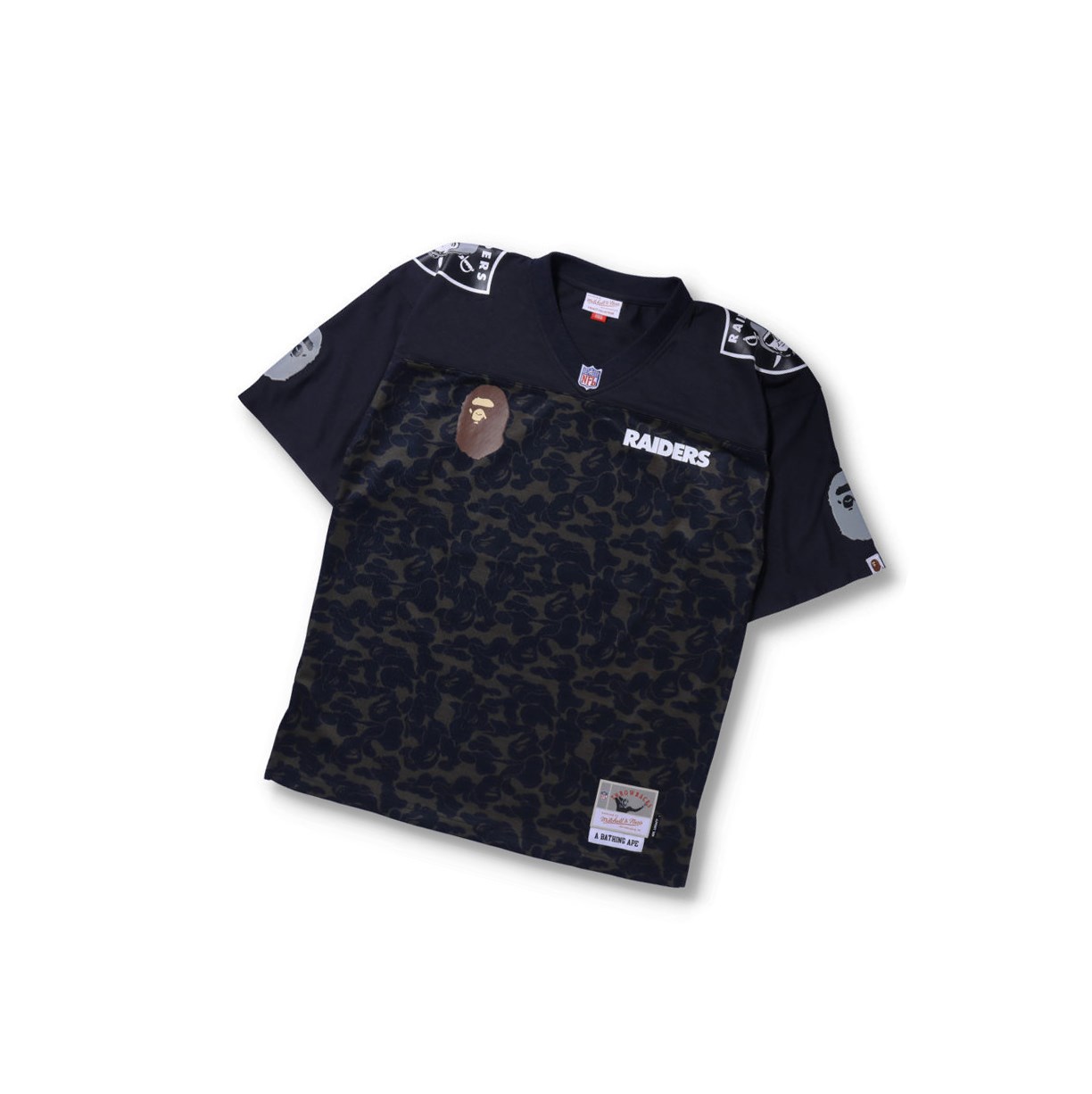 T Chemises A BATHING APE Bape X M&n Nfl Oakland Raiders Legacy Jersey Corta Sleeve Noir Homme France | DAR-18370967